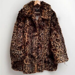 J CREW 2017 leopard faux fur jacket 3X HARD TO FIND!